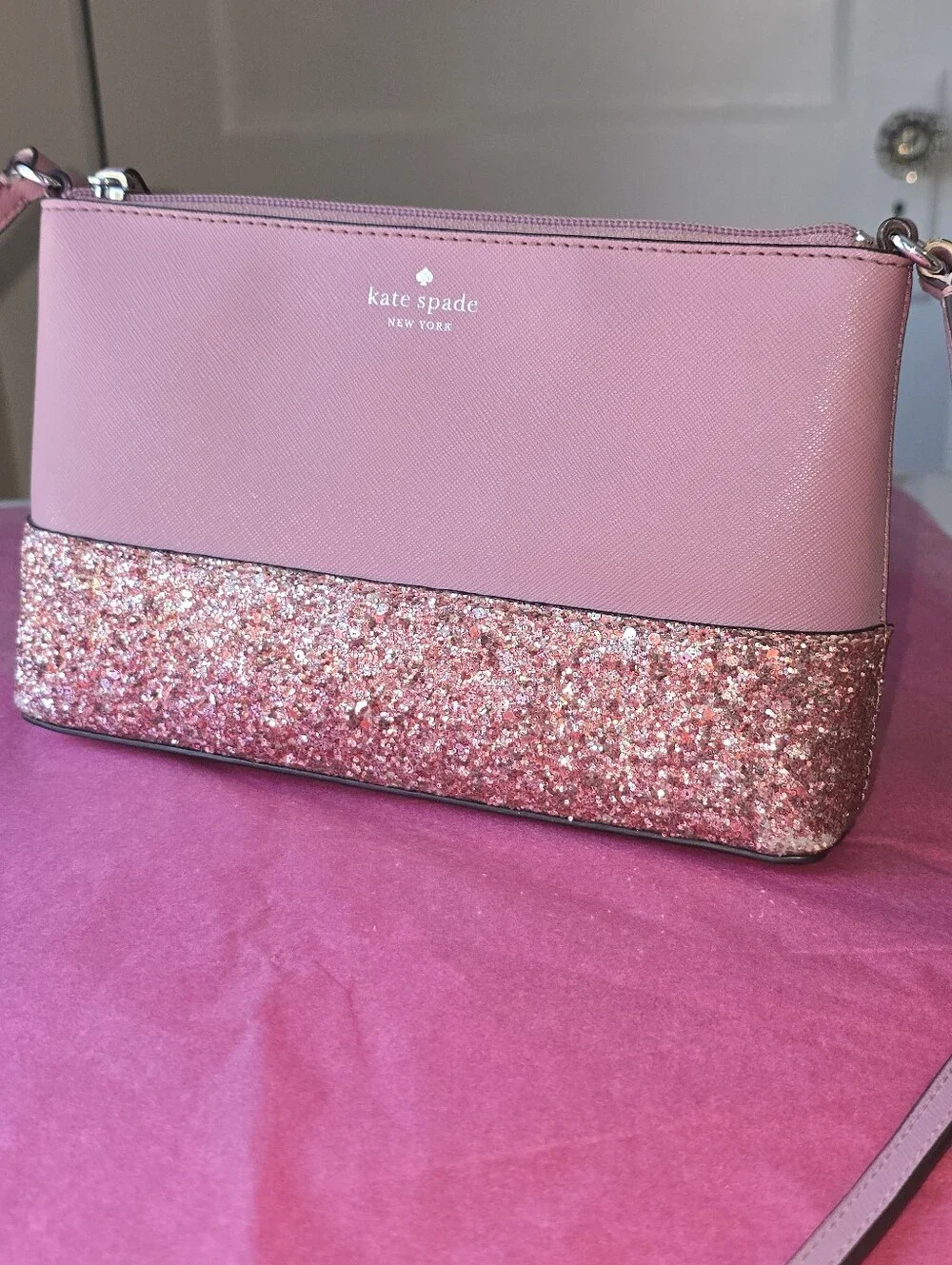 Kate Spade Pink Sparkly Saffiano Leather Crossbody